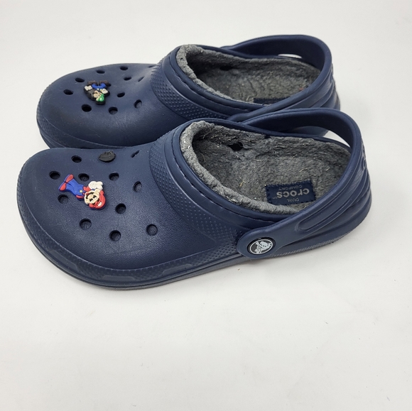 Crocs Classic Lined Clog-K Blue Size J2 - Picture 2 of 8